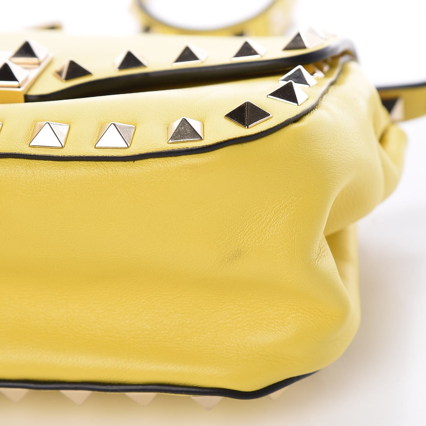 Vitello Mini Rockstud Flap Saddle Crossbody Bag Naples Yellow