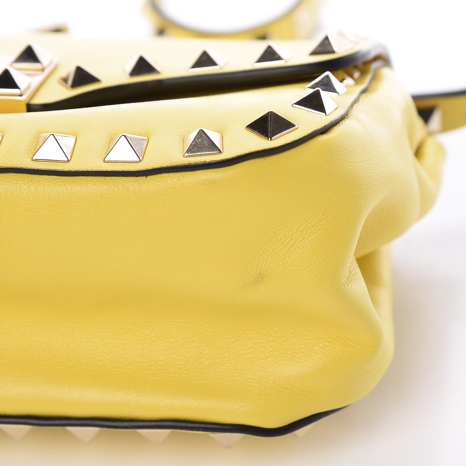 Valentino Garavani Vitello Mini Rockstud Flap Saddle Crossbody Bag Naples Yellow 14 of 15