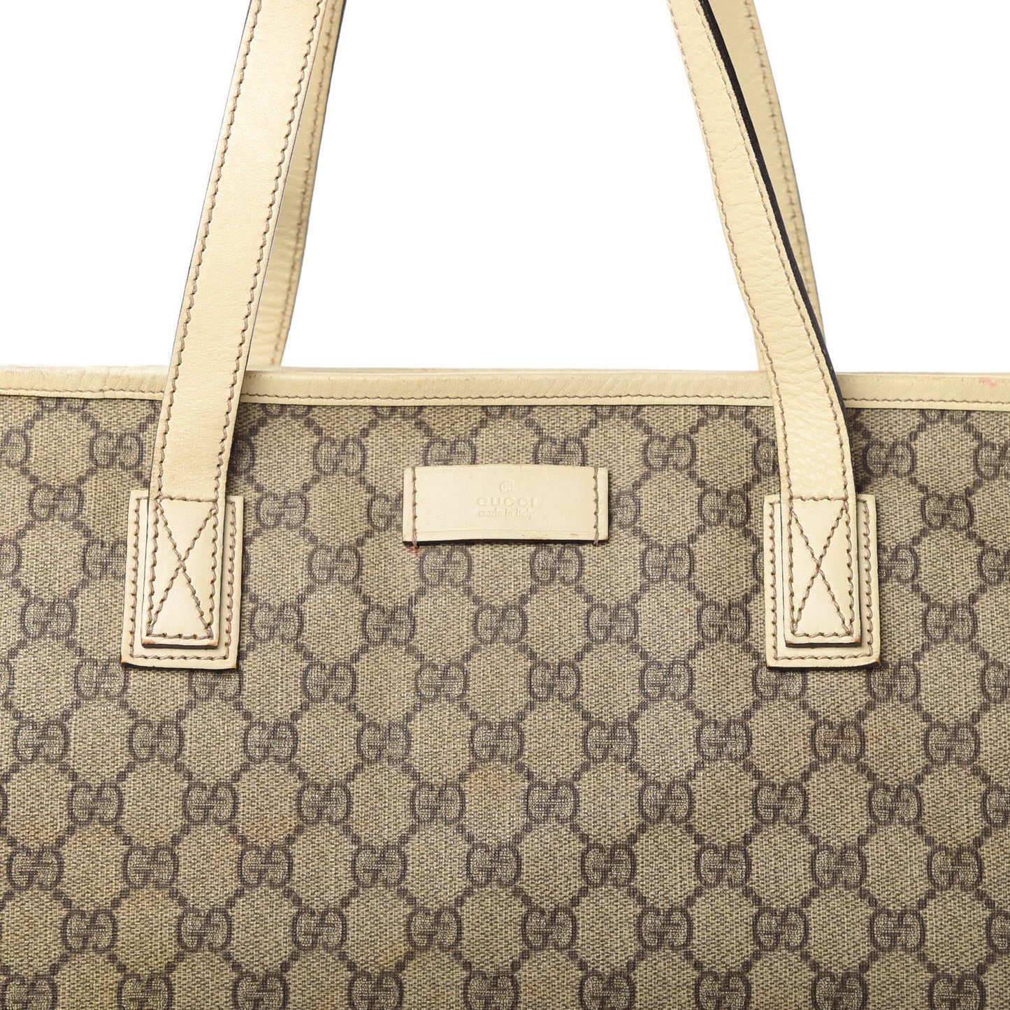 GG Supreme Monogram Medium Zippered Shopping Tote Off White