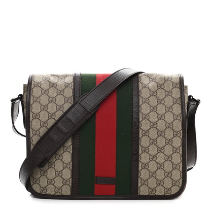 Gucci GG Plus Monogram Web Medium Flap Messenger Beige Dark Brown 1 of 11