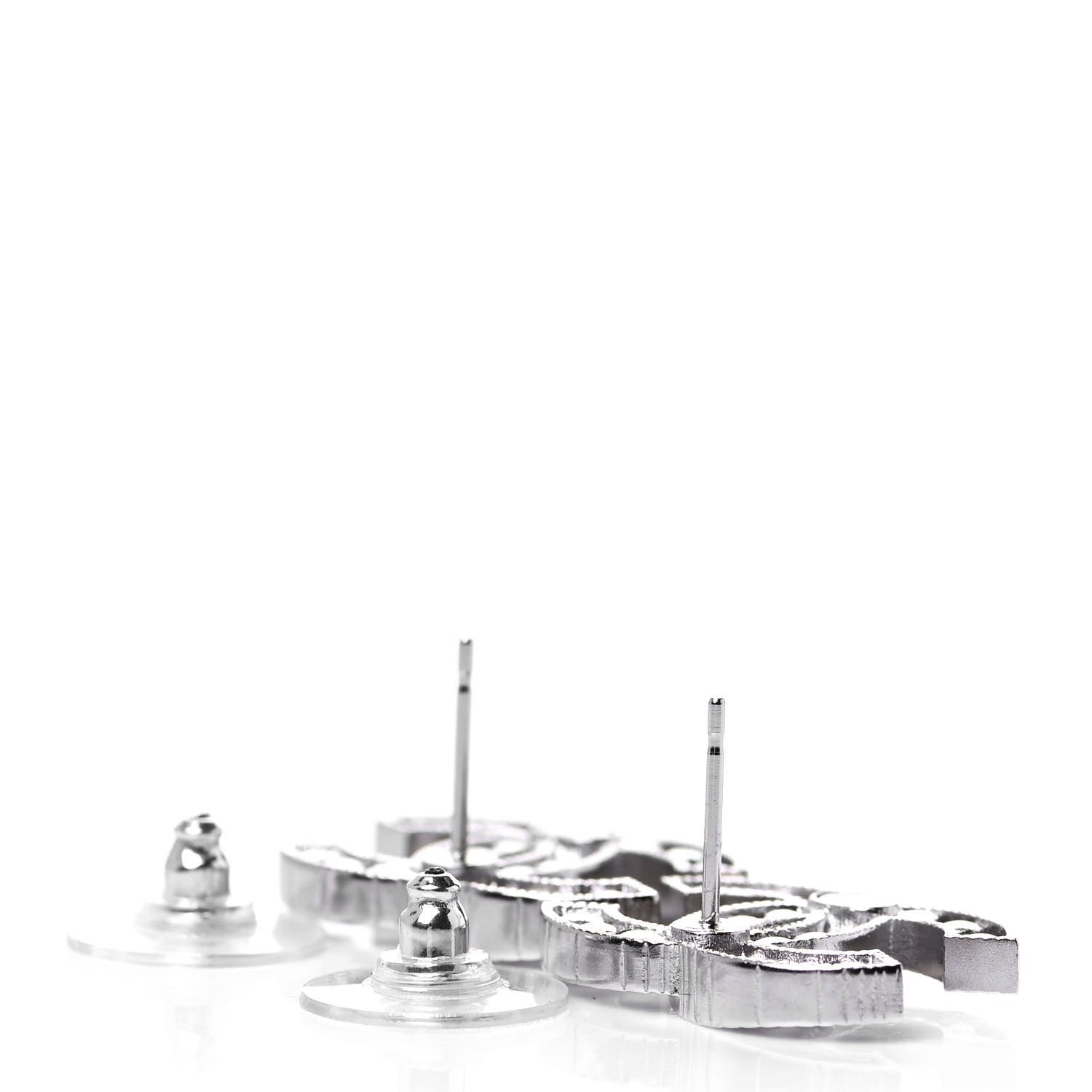 Chanel Crystal CC Earrings Silver 3 of 4
