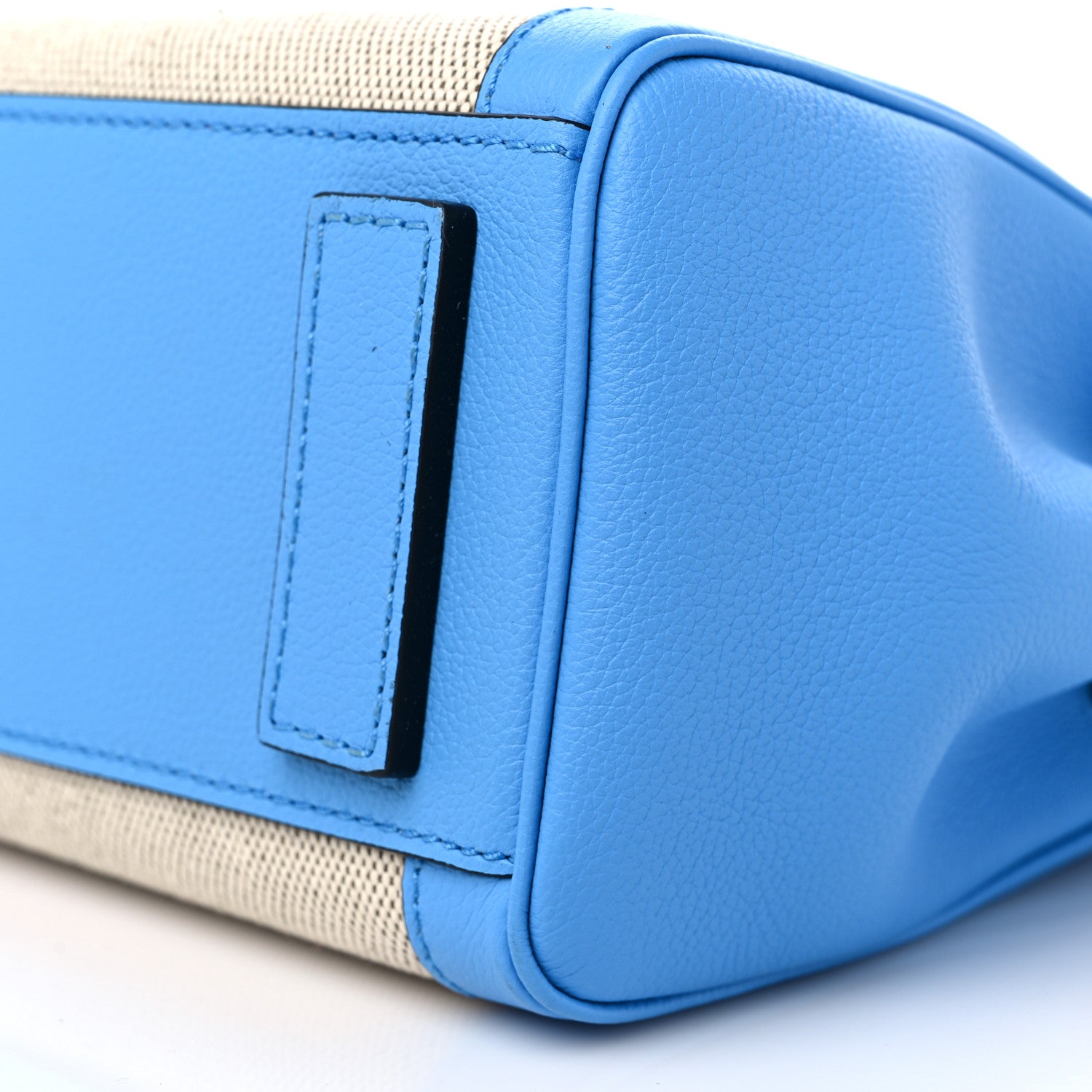 Versace Grained Calfskin Canvas Medium La Medusa Chain Top Handle Handbag Rope Blue 9 of 14