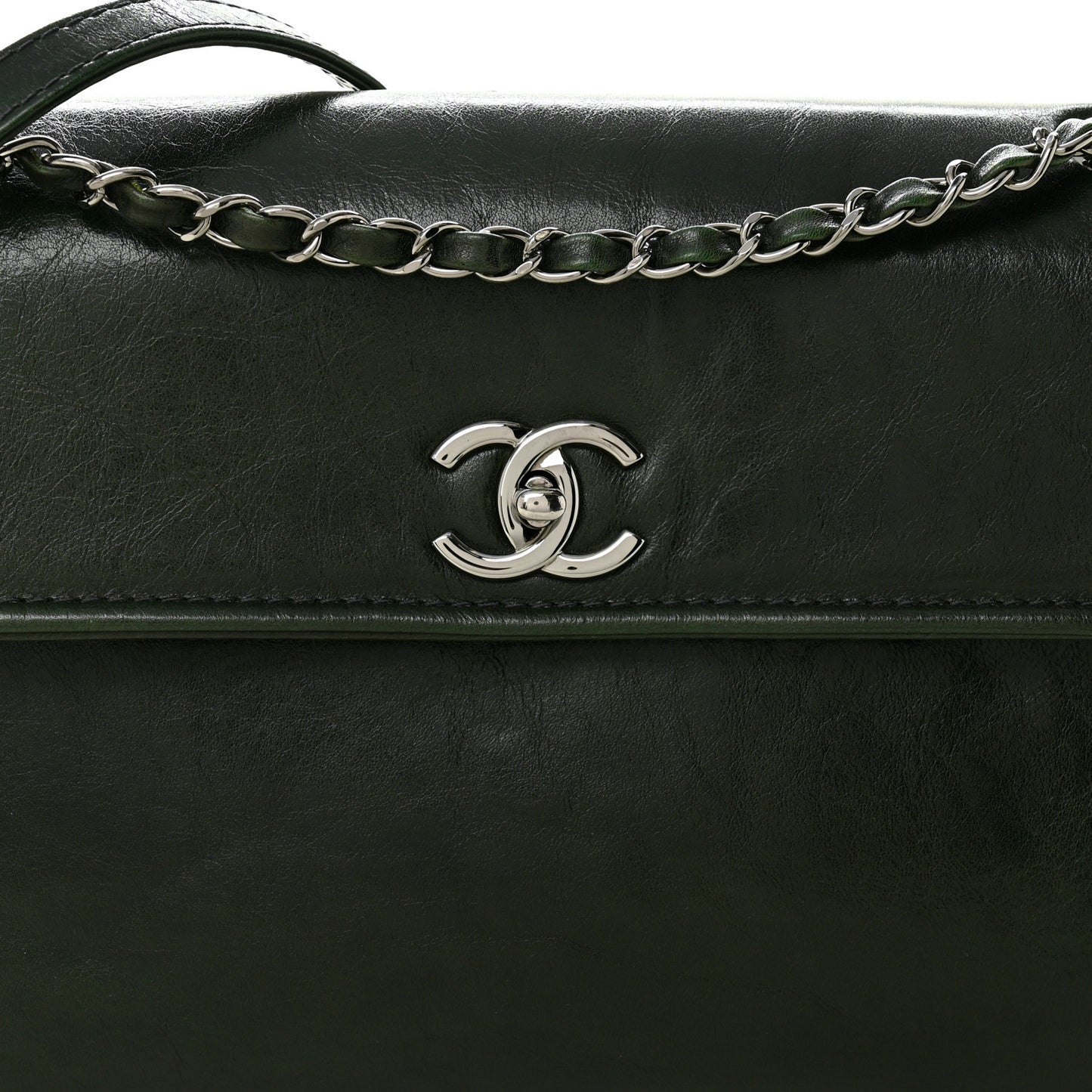 Calfskin Flap Bag Dark Green