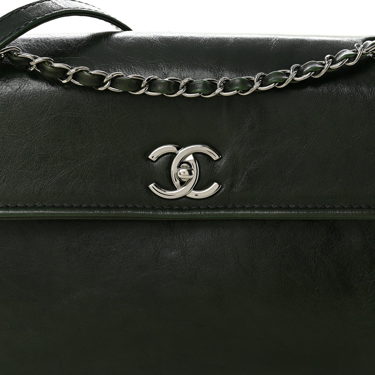 Chanel Calfskin Flap Bag Dark Green 8 of 11