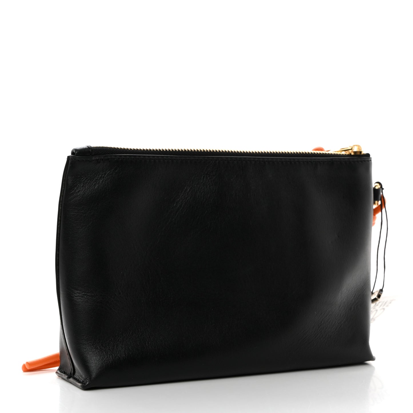 Calfskin Flamenco Knot Pouch Black Bright Orange