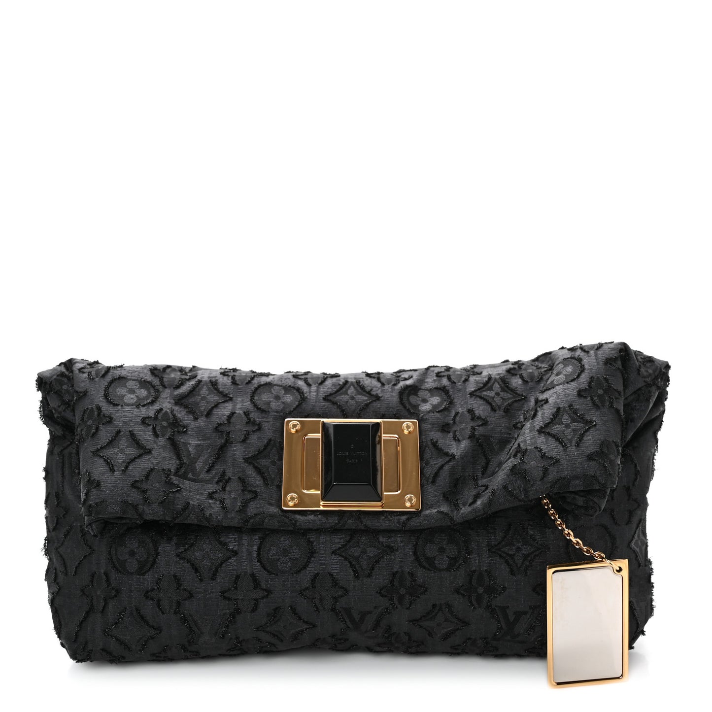 Lurex Quilted Monogram Altair Clutch Black