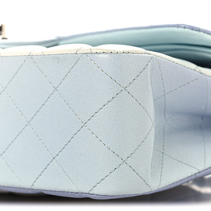 Chanel Perforated Lambskin Quilted Medium Double Flap Light Blue Light Purple White 10 of 10