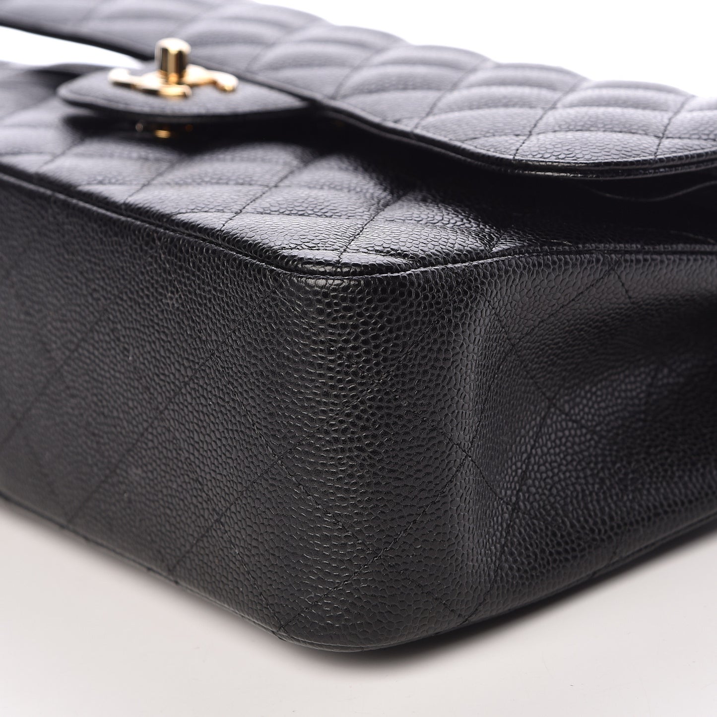 Caviar Quilted Jumbo Double Flap Black