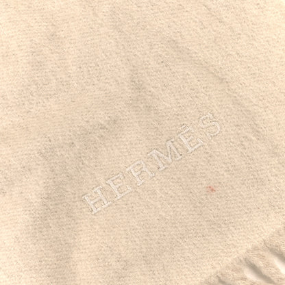 Hermes Cashmere Fringe Throw Blanket Ecru 3 of 4
