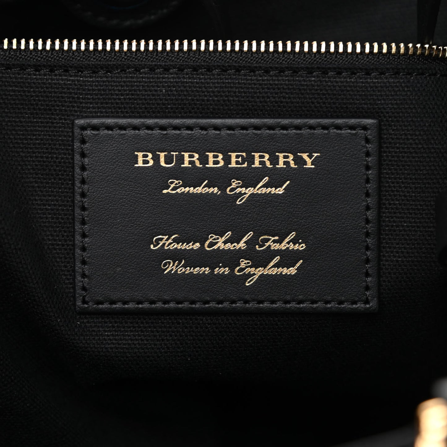 Grainy Calfskin House Check Small Canterbury Tote Black