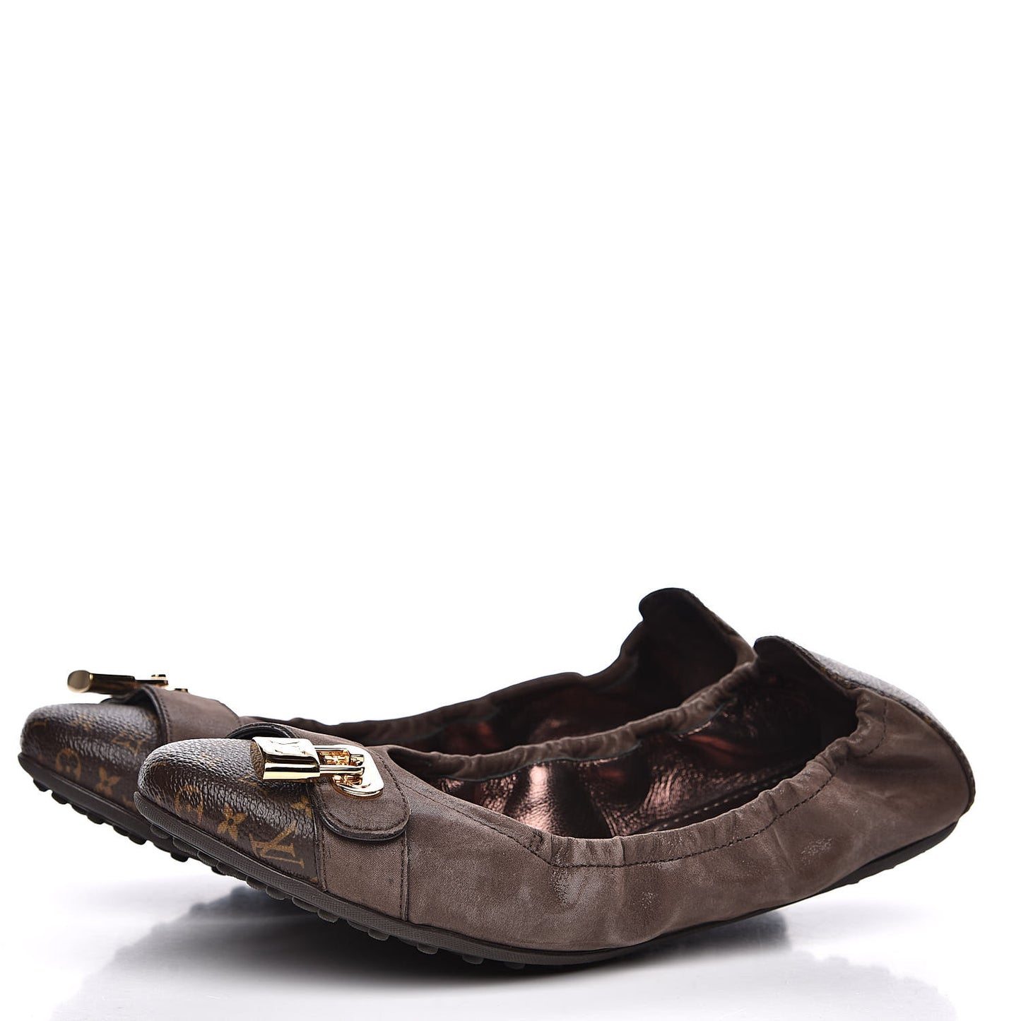 Monogram Suede Lucky Ballerina Flats 39 Brown