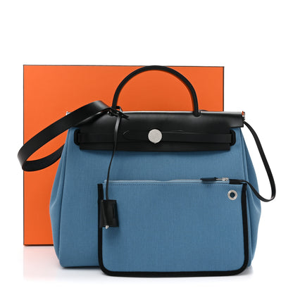 Hermes Military Toile Vache Hunter Herbag Zip Retourne 31 PM Bleu Jean Black 11 of 11