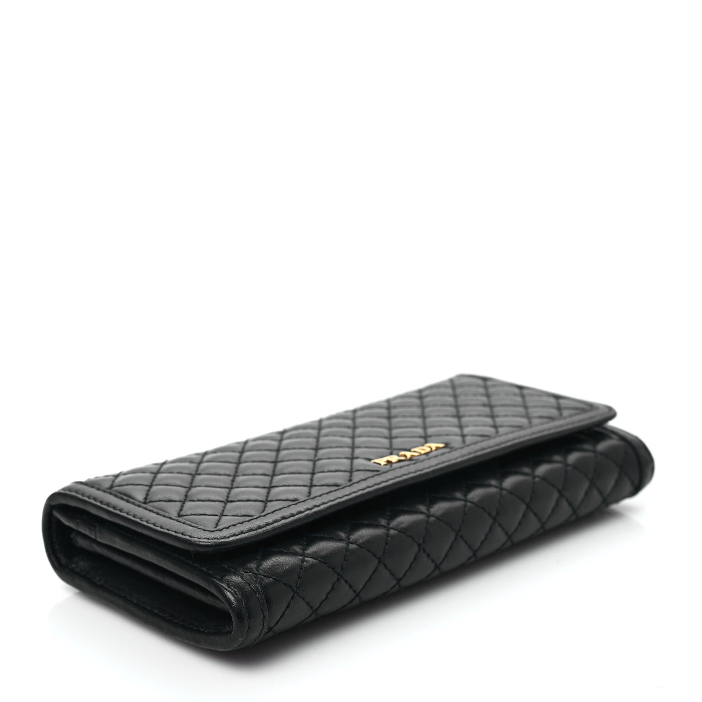Soft Calfskin Quilted Continental Flap Wallet Black