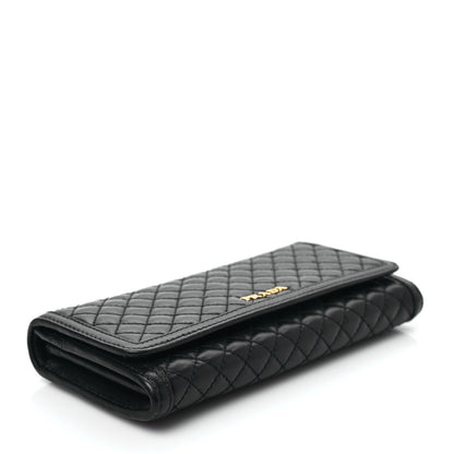 Prada Soft Calfskin Quilted Continental Flap Wallet Black 4 of 7