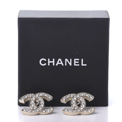 Chanel Crystal CC Stud Earrings Gold 5 of 5