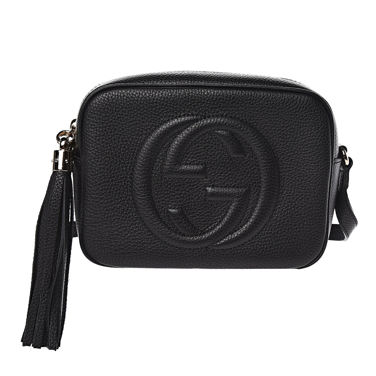 Pebbled Calfskin Small Soho Disco Bag Black