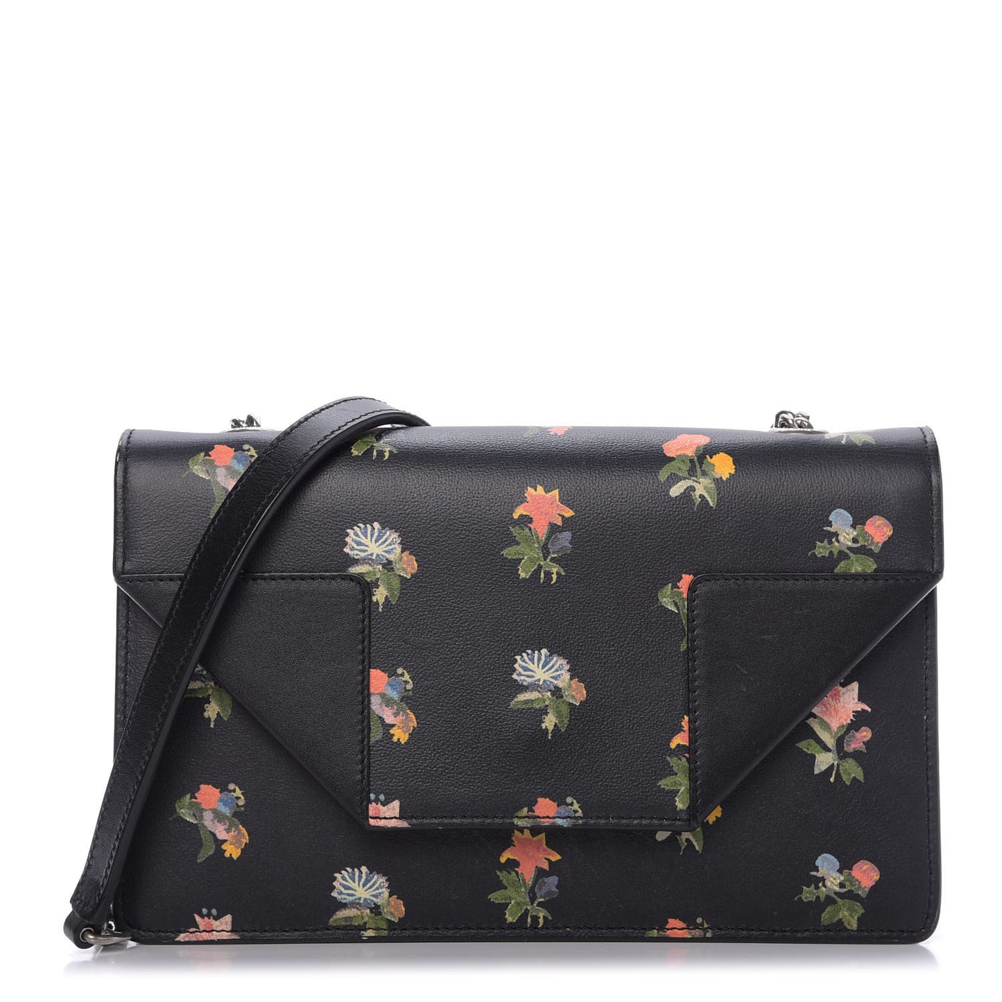 Calfskin Prairie Flower Printed Mini Betty Black