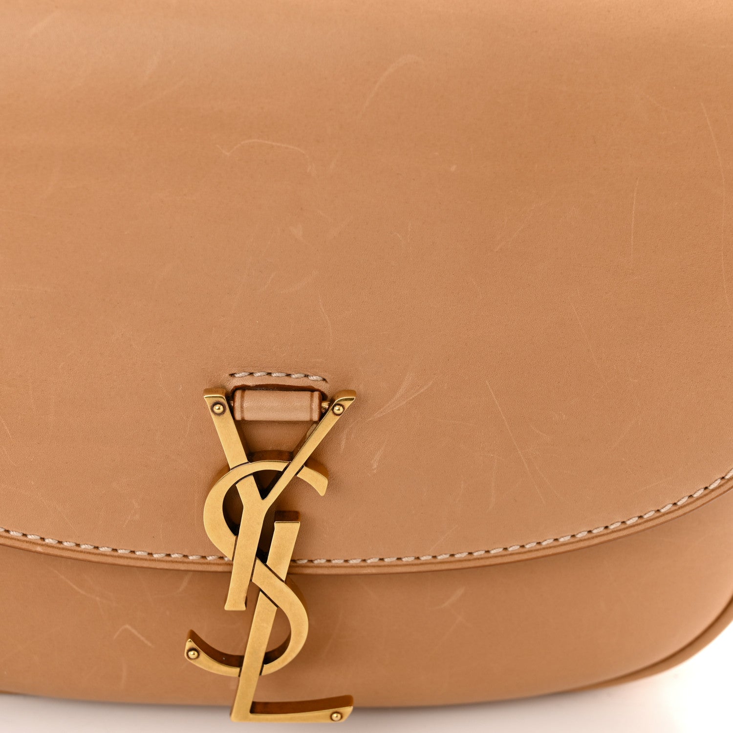 Saint Laurent Smooth Vintage Calfskin Monogram Medium Kaia Satchel Gold 11 of 13