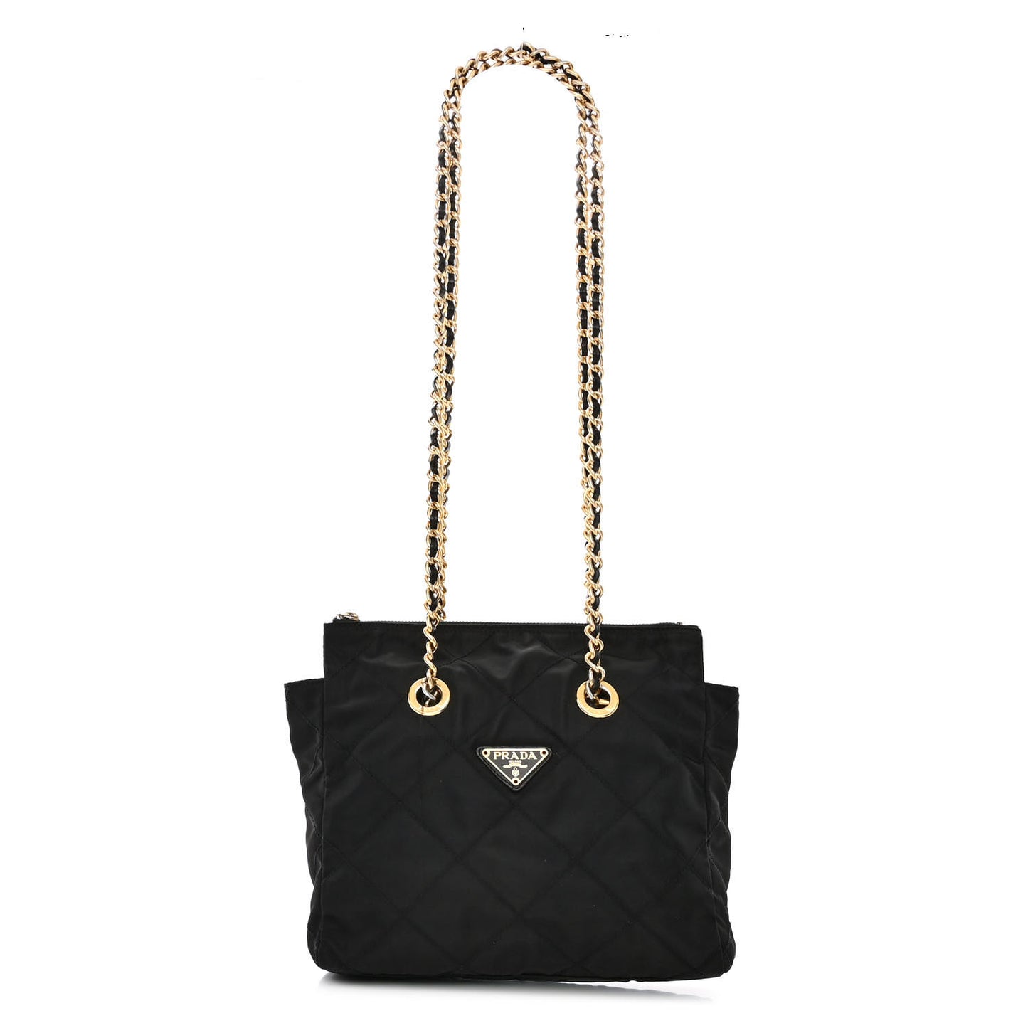 Nylon Tessuto Quilted Shoulder Bag Black