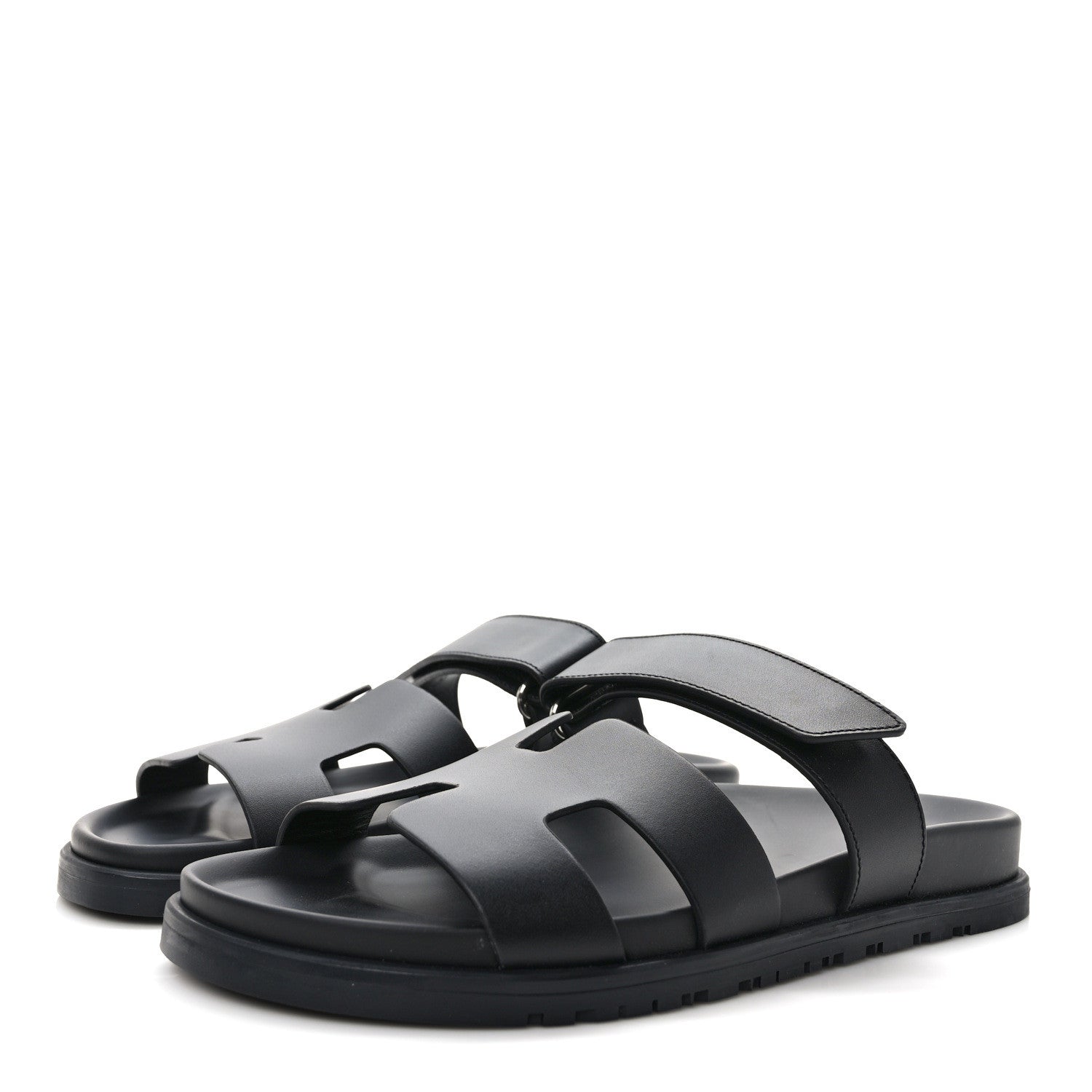 Hermes Calfskin Womens Chypre Sandals 39.5 Black 3 of 9