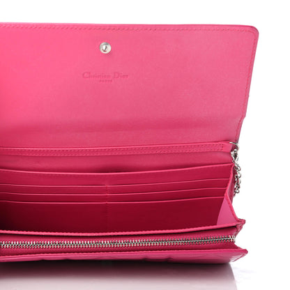 Christian Dior Patent Cannage Lady Dior Rendezvous Wallet On Chain Fuchsia 6 of 8