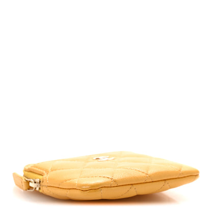 Chanel Caviar Quilted Zip Card Holder Wallet Yellow 4 of 11
