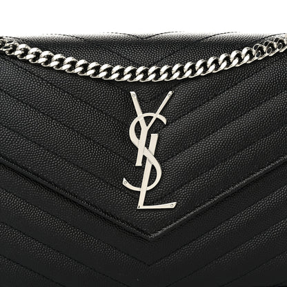 Saint Laurent Grain De Poudre Matelasse Chevron Monogram Chain Wallet Black 7 of 9