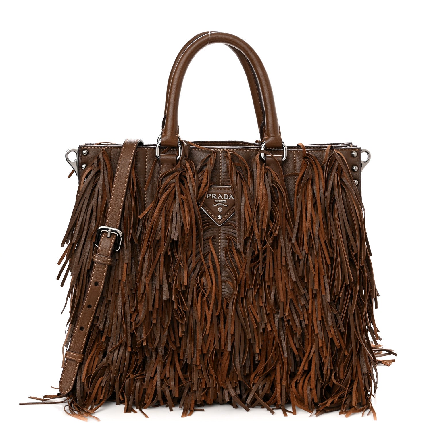 Prada Nappa Fringe Shopping Tote Noce 1 of 16