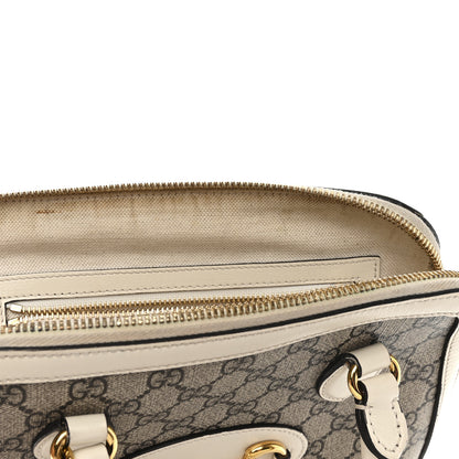 Gucci GG Supreme Monogram Azalea Calfskin Small Horsebit 1955 Top Handle Bag Beige Ebony Mystic White 11 of 15