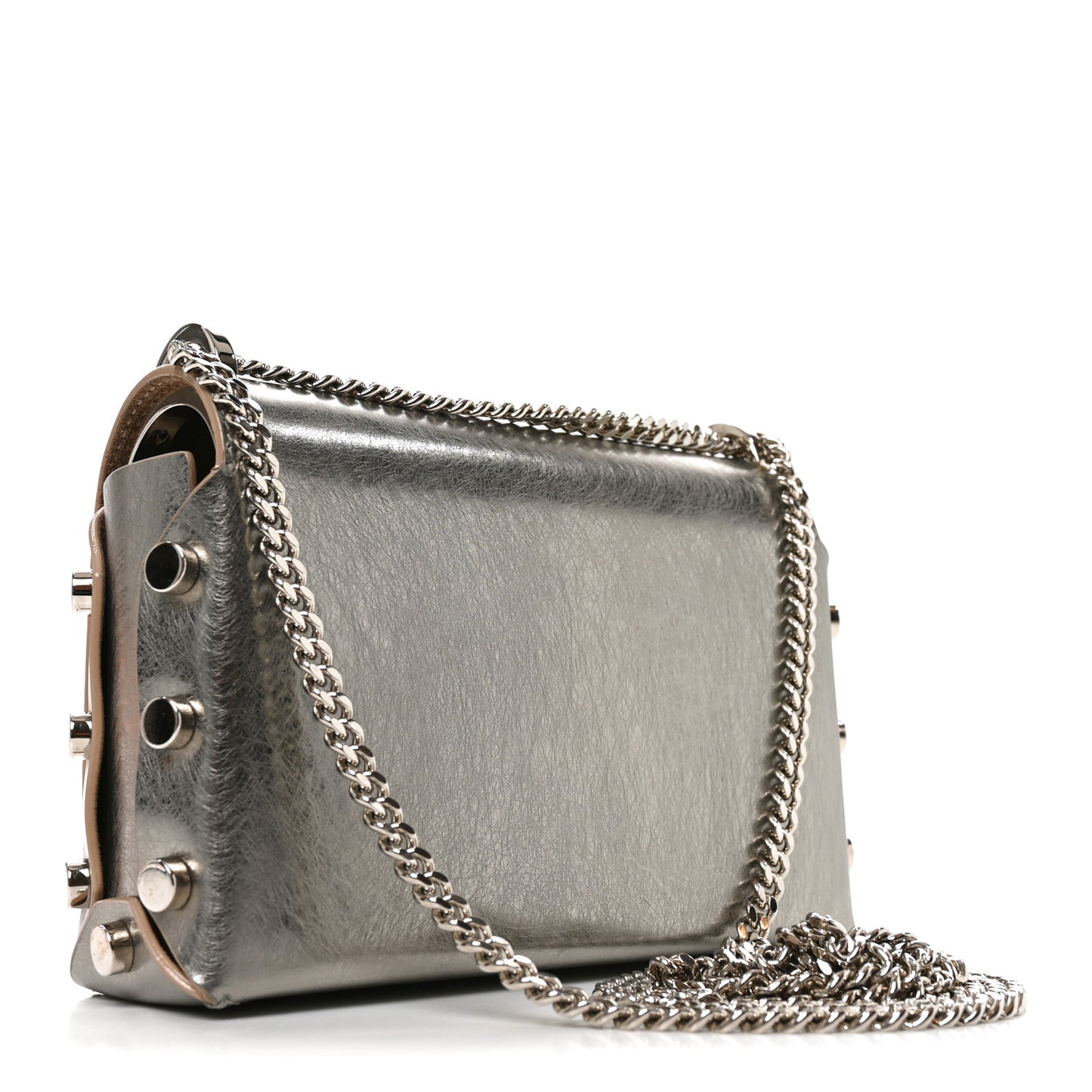 Smooth Calfskin Lockett Petite Shoulder Bag Vintage Silver
