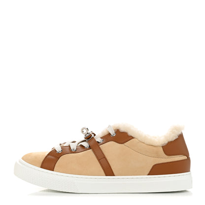 Hermes Calfskin Suede Shearling Day Sneakers 39 1 of 7