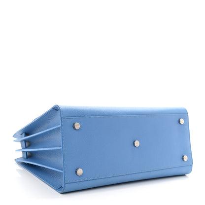 Saint Laurent Grained Calfskin Small Sac De Jour Blue Clair 4 of 9