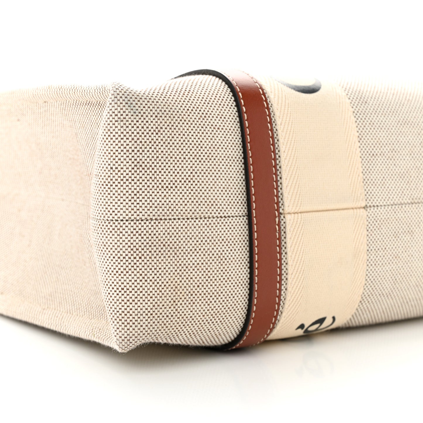 Cotton Calfskin Medium Woody Ribbon Tote White Brown