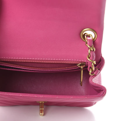 Chanel Lambskin Chevron Quilted Mini Square Flap Fuchsia 5 of 14