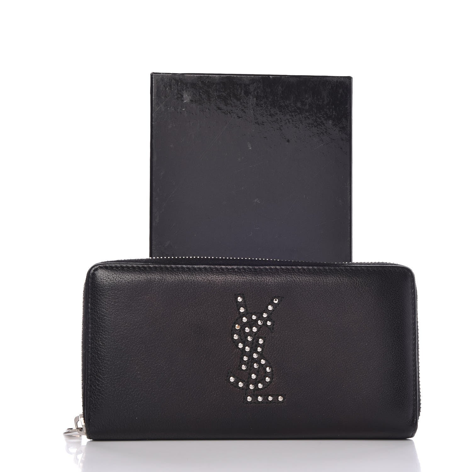 Saint Laurent Calfskin Studded Belle de Jour Long Wallet Black 8 of 10