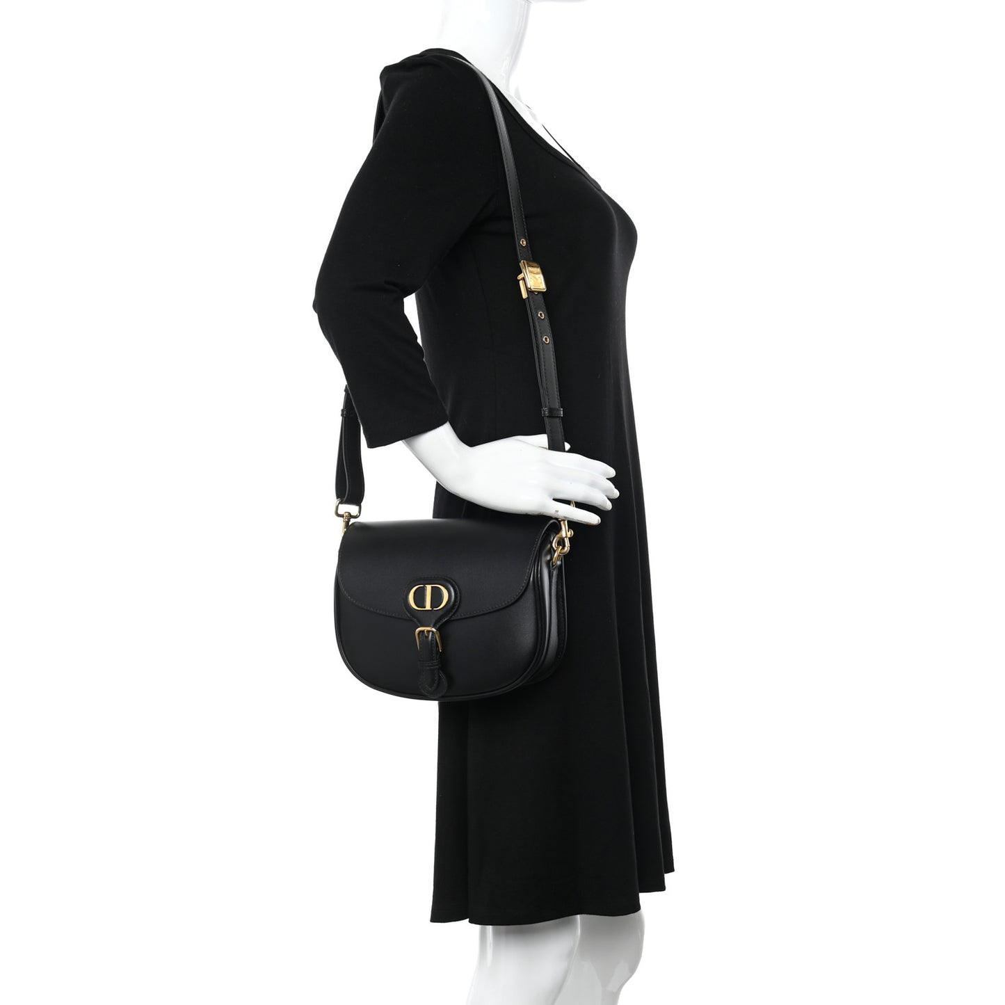 Box Calfskin Medium Bobby Flap Black