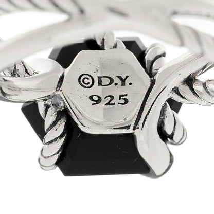 David Yurman Sterling Silver Diamond Black Onyx 10mm Cable Wrap Ring 48 4.5 5 of 5