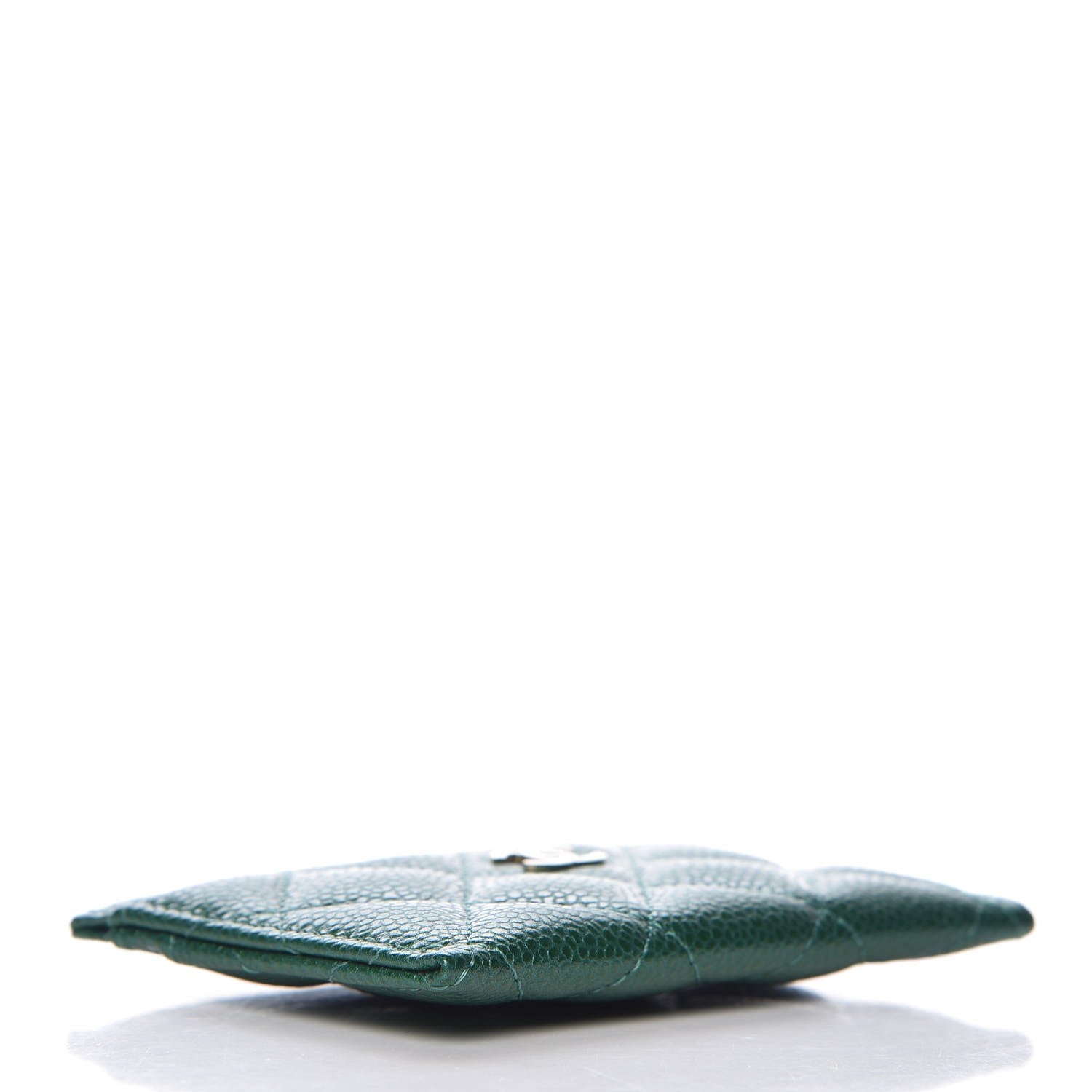 Chanel Metallic Caviar Quilted Card Holder Green 4 of 9