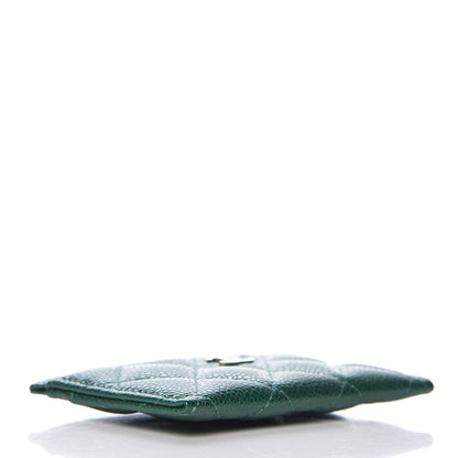 Chanel Metallic Caviar Quilted Card Holder Green 4 of 9