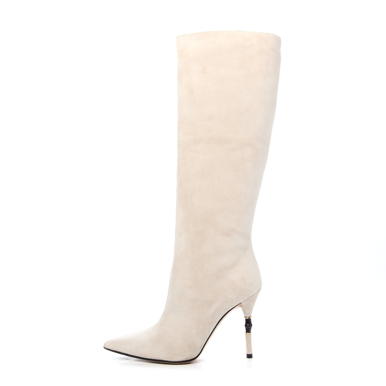 Gucci Suede Bamboo Knee High Boot 37.5 Off White 1 of 8
