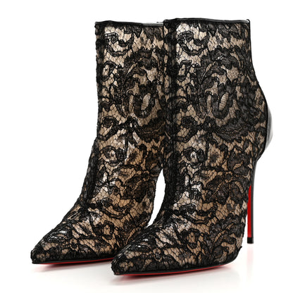 Christian Louboutin Patent Rete Lace Dentelle Psybootie 100 Ankle Boots 37 Black 2 of 6