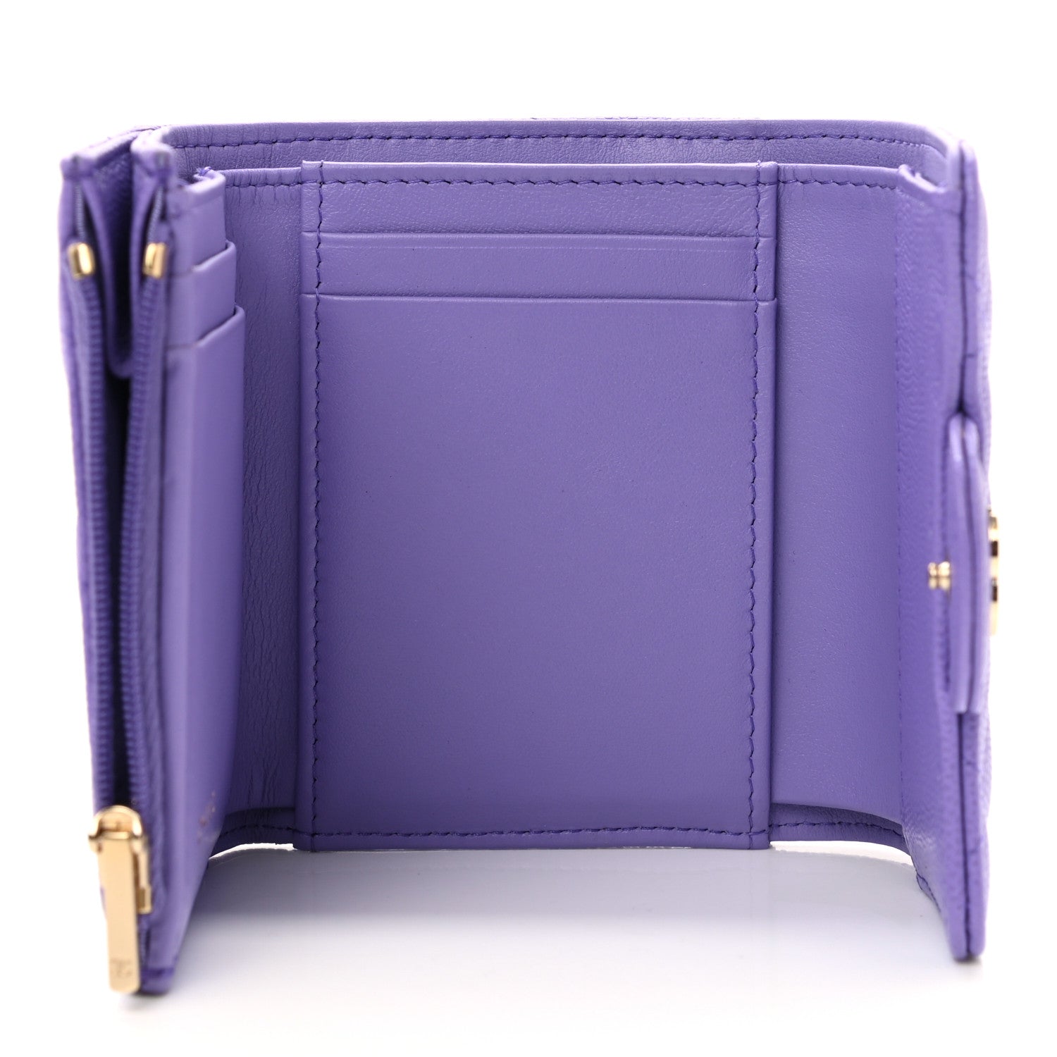 Chanel Caviar Quilted Compact Flap Wallet Purple 5 of 7
