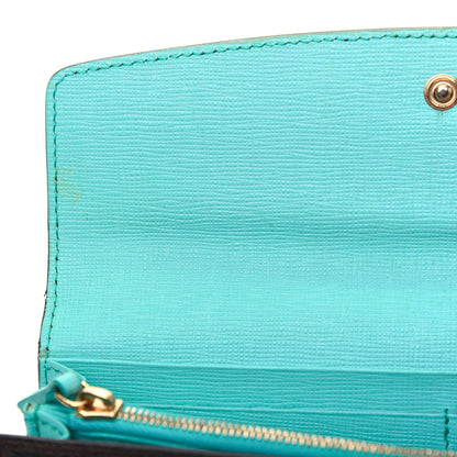 Fendi Zucca Spalmati Vitello Elite Simply Continental Wallet Tobacco Turchese 11 of 17