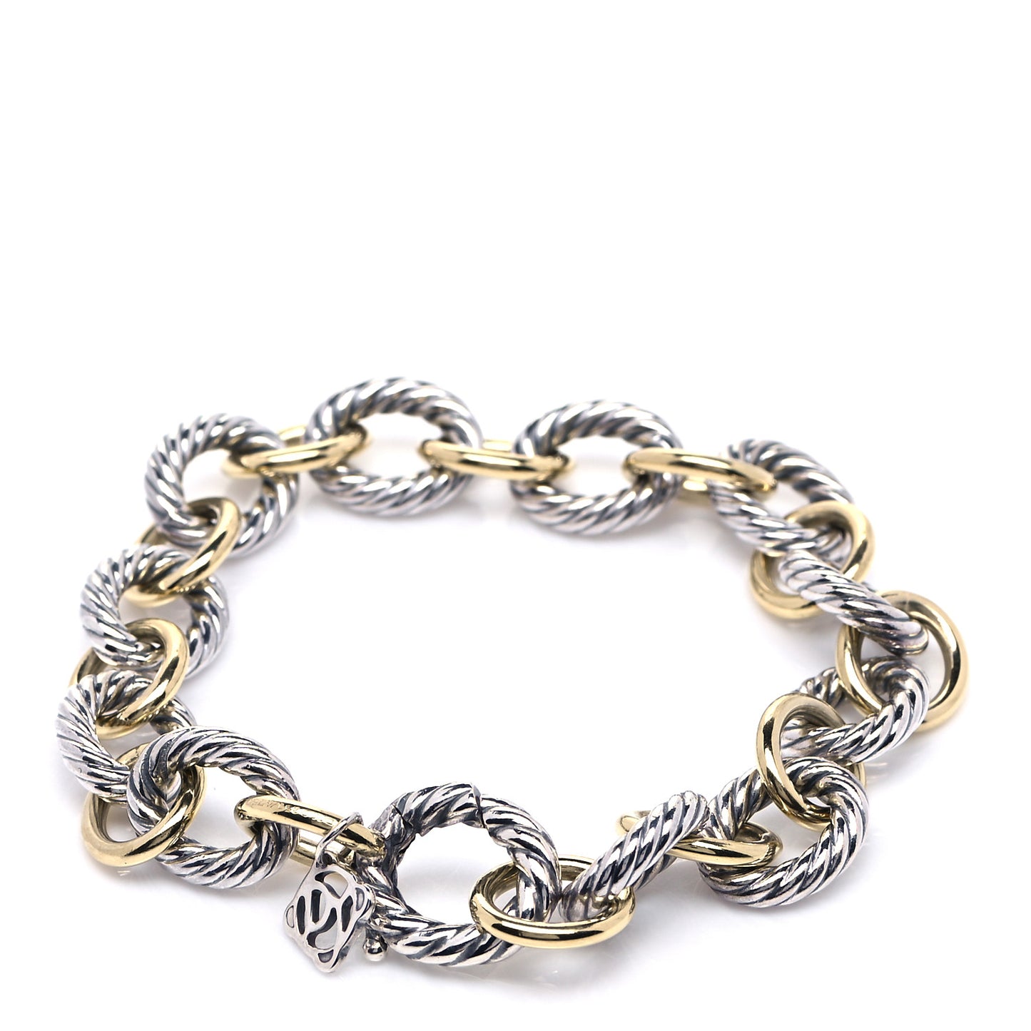 Sterling Silver 18K Yellow Gold 10mm Medium Oval Link Bracelet