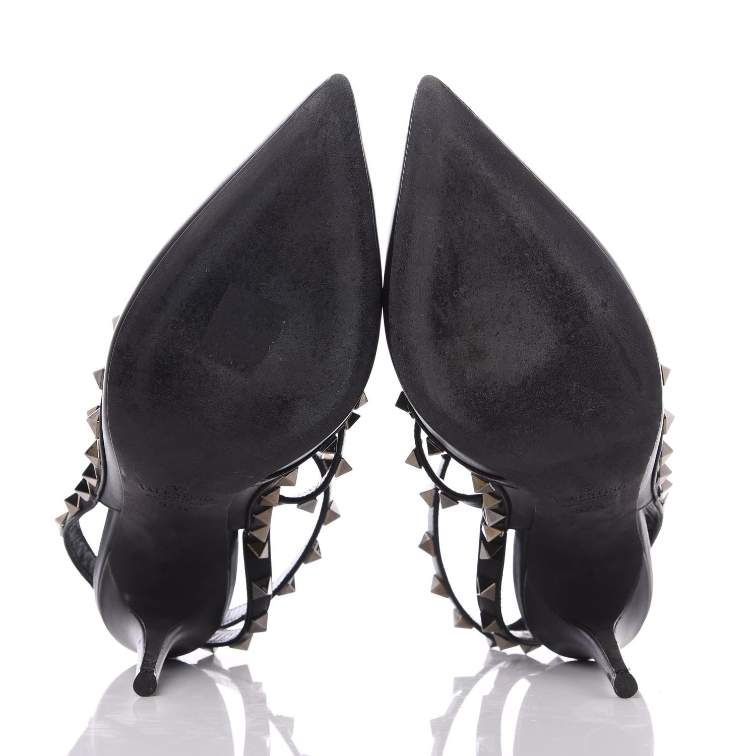 Valentino Garavani Calfskin Nappa Rockstud Ankle Strap 100mm Pumps 37.5 Black 7 of 10