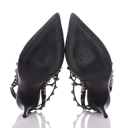 Valentino Garavani Calfskin Nappa Rockstud Ankle Strap 100mm Pumps 37.5 Black 7 of 10