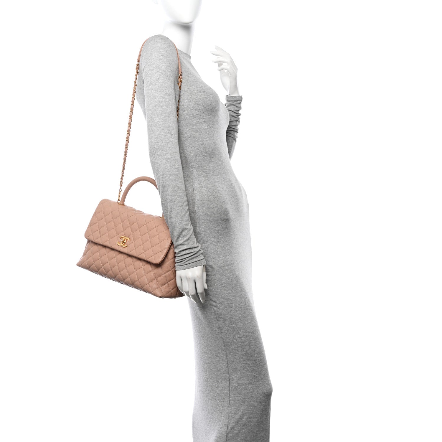 Chanel Caviar Quilted Medium Coco Handle Flap Beige 2 of 10