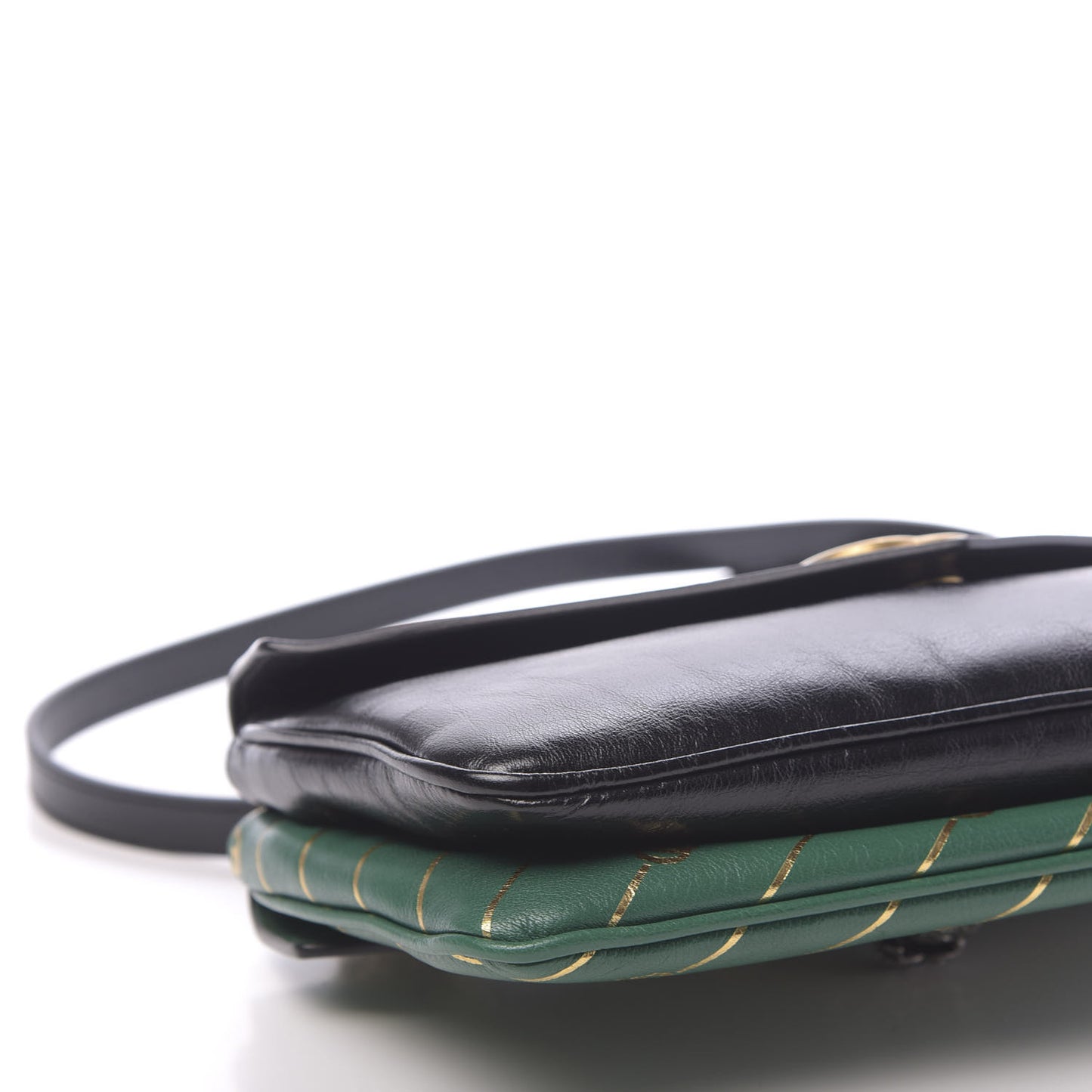 Calfskin Diagonal GG Medium Thiara Double Envelope Shoulder Bag Emerald Green Black