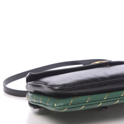 Gucci Calfskin Diagonal GG Medium Thiara Double Envelope Shoulder Bag Emerald Green Black 10 of 12