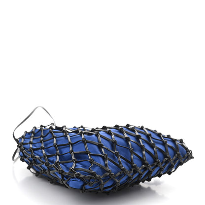 Prada Satin Net Chain Bag Blue Black 4 of 9